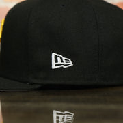 new era logo on the Pittsburgh Pirates "City Cluster" Side Patch Gray Bottom Black 59Fifty Fitted Cap