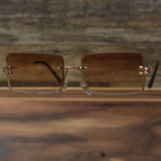 The Rectangle Frame Brown Lens Sunglasses with Gold Frame