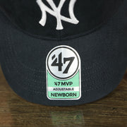 47 brand label on the New York Yankees Basic Navy Dad hat | Newborn
