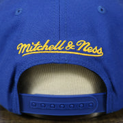 back side of the Golden State Warriors The City Logo Adjustable Snapback with Green Under visor | Blue OSFM