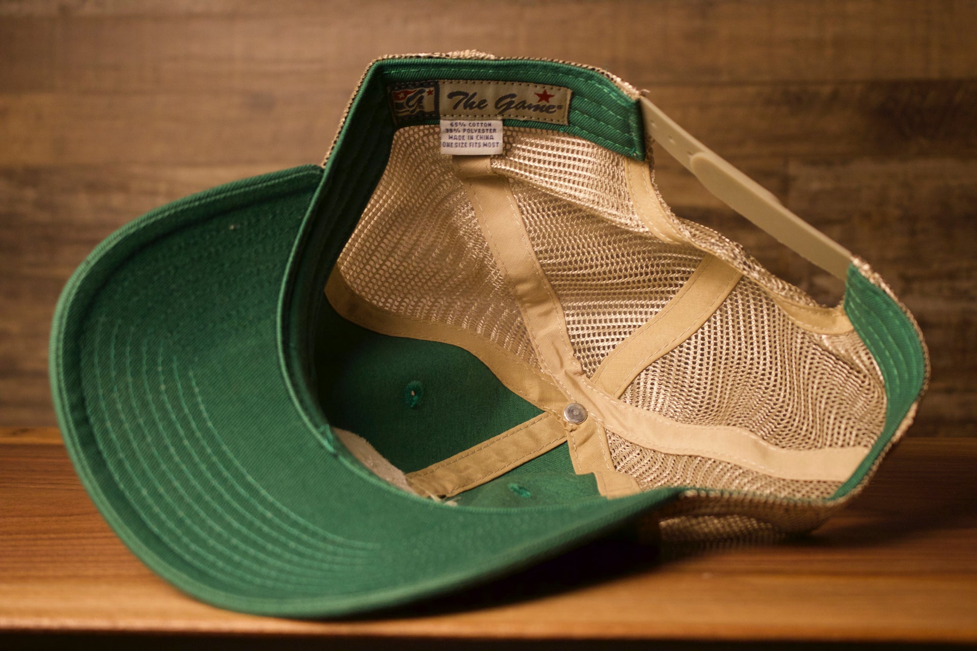 the underbrim of this hat is also kelly green Wildwood New Jersey Kelly Green / Khaki Mesh-Back Trucker Hat