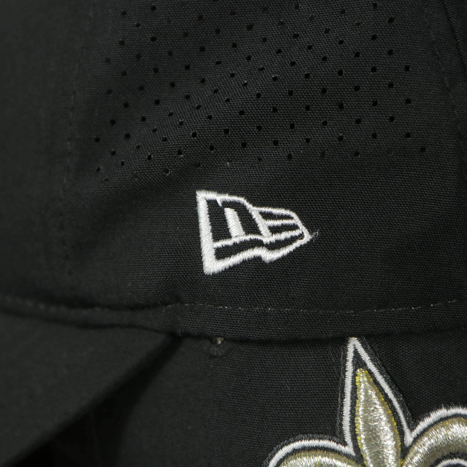 new era logo on the New Orleans Saints On Field Sideline Dad Hat