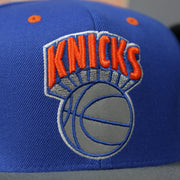 knicks logo on the Knicks Gray Bottom Snapback | New York Knicks Retro Grey Bottom Snap Cap
