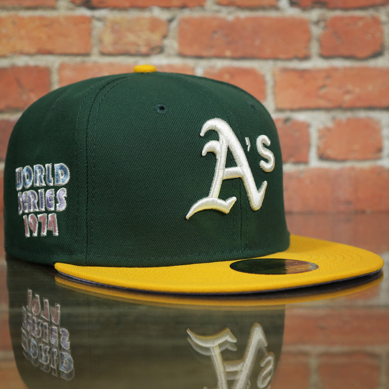 Oakland Athletics Pop Sweat Pastel World Series Side Patch Fitted Cap With Purple Undervisor | Green 59Fifty Cap