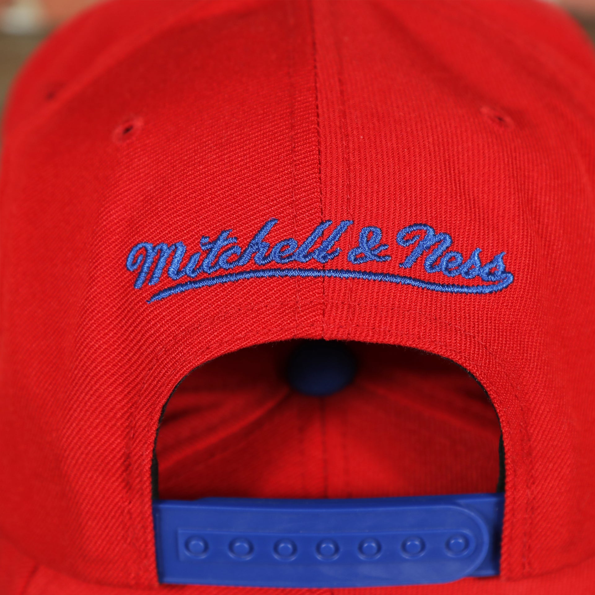 mitchell and ness  logo on the Los Angeles Clippers XL Logo Red Snapback Hat | LA Clippers Big Logo Green Bottom Snap Back