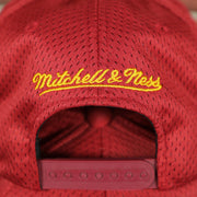 mitchell and ness logo on the Cleveland Cavaliers Maroon Mesh Jersey Snapback Hat