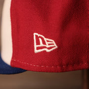 The white logo of New Era on the wearer's left side of the Montreal Expos 59fifty.