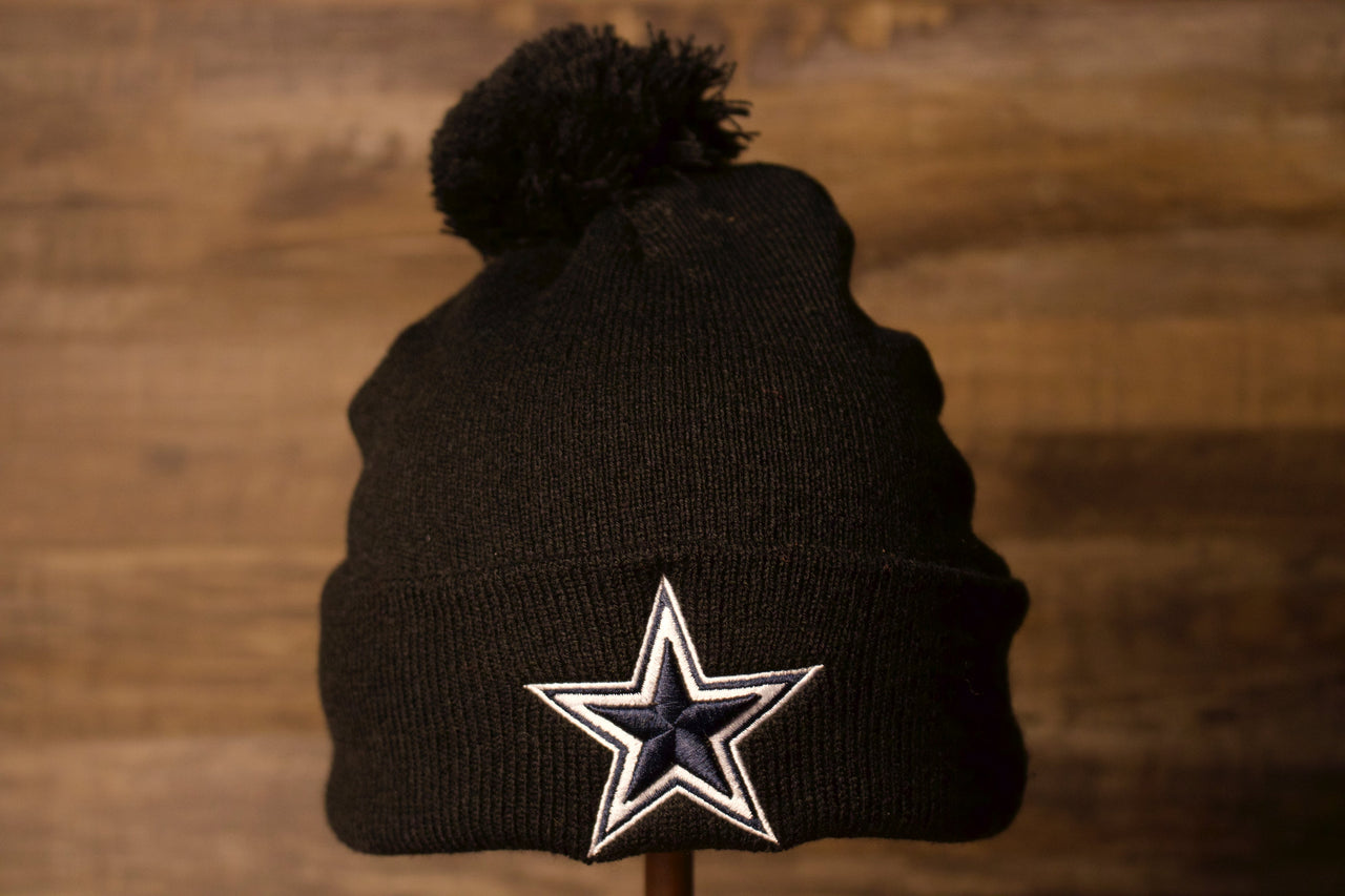 Cowboys Beanie | Dallas Cowboys Navy BLue Beanie | OSFM the front of this beanie is black with the cowboys logo on the cuff