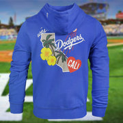back side of the Los Angeles Dodgers "City Cluster" 59Fifty Fitted Matching Royal Pullover Hoodie