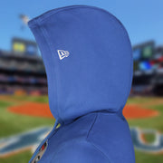hood of the New York Mets "City Transit" 59Fifty Fitted Matching Royal Pullover Hoodie