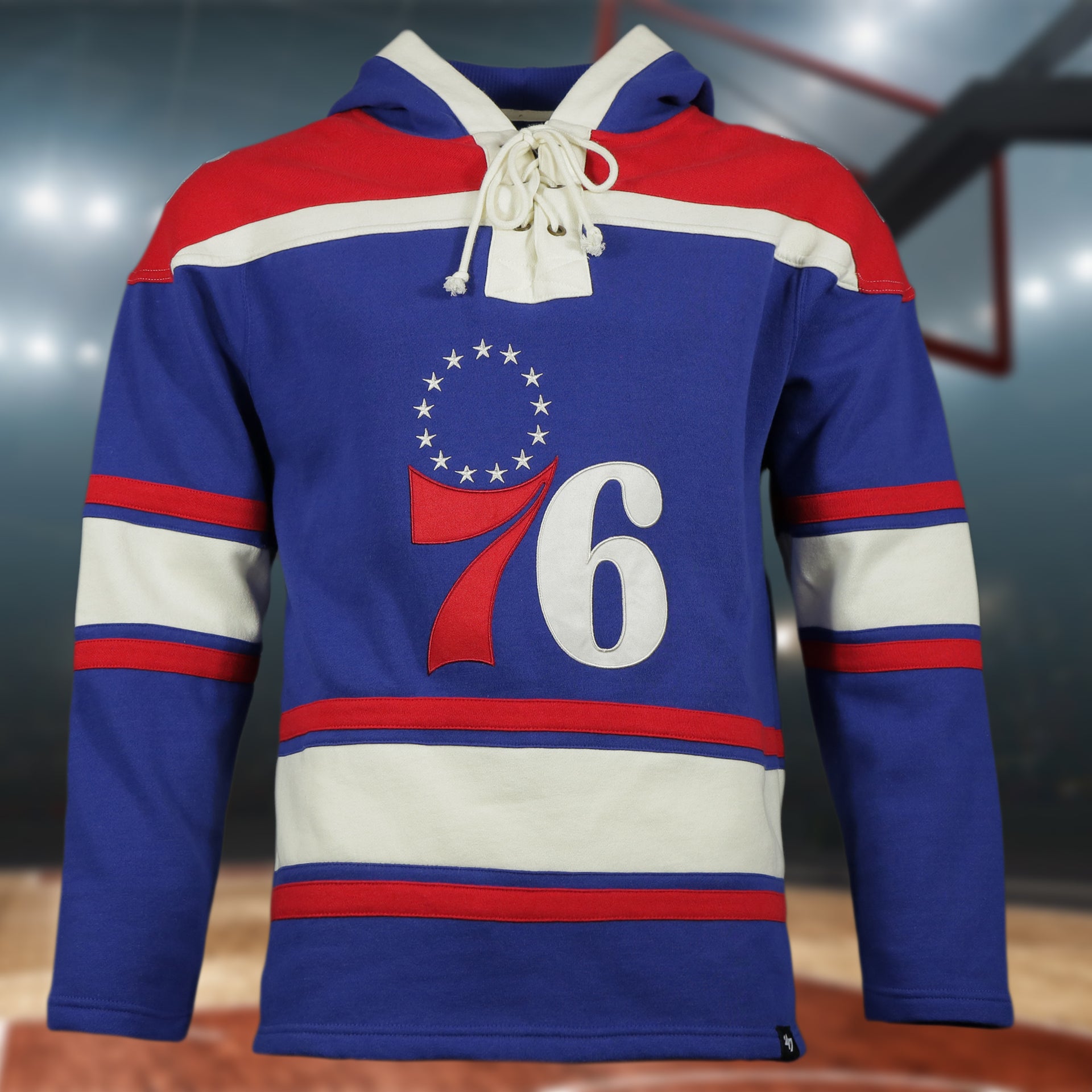 Philadelphia 76ers Vintage Hockey 47 Lacer Hoodie |  Blue, Red, White
