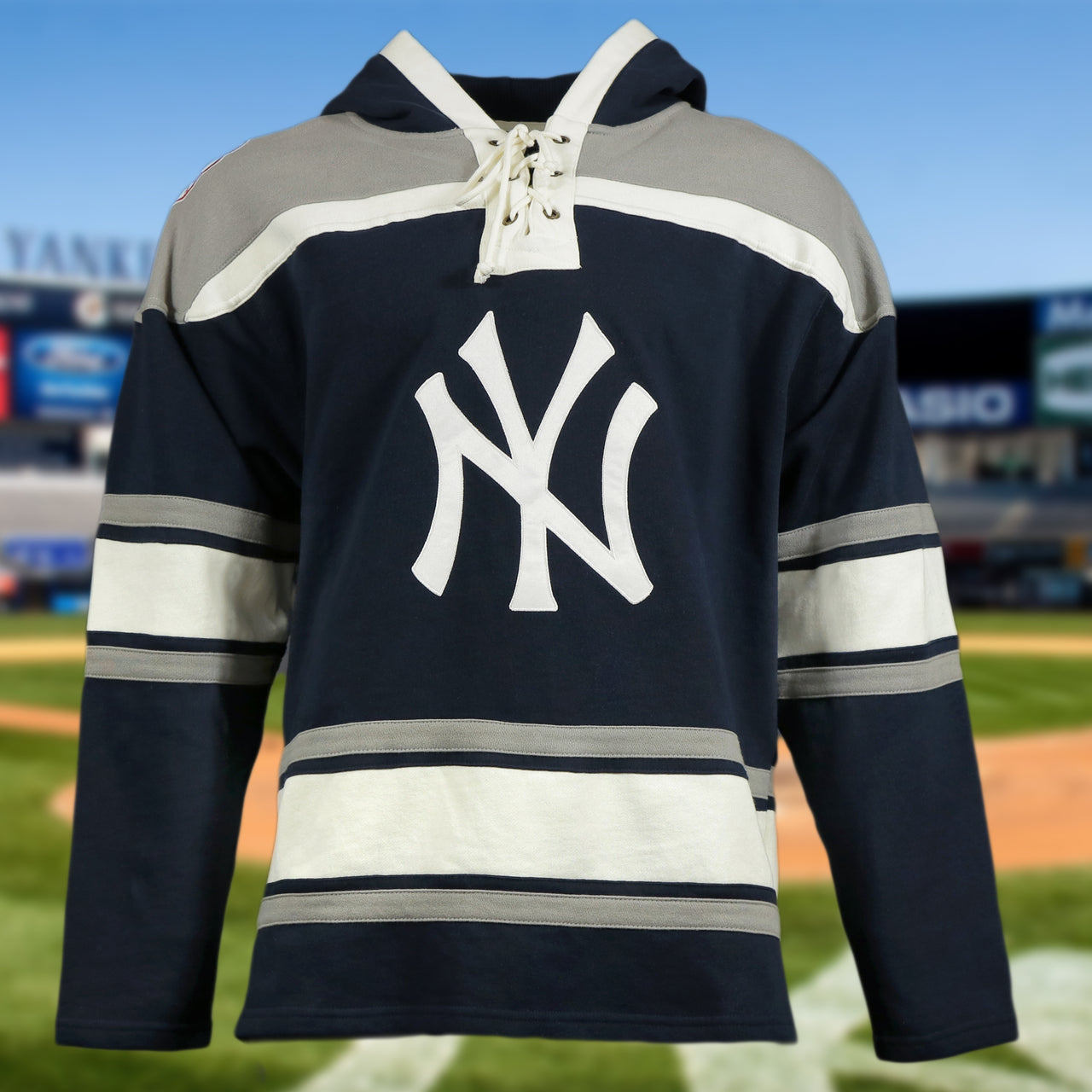 New York Yankees Vintage Hockey 47 Lacer Hoodie |  Navy, Gray, White