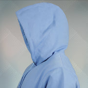 hoodie of the Powder Blue Unbasic Fleece Stash Pocket Sunset Park Tapered Pullover Hoodie | Fleece Light Blue Hoodie