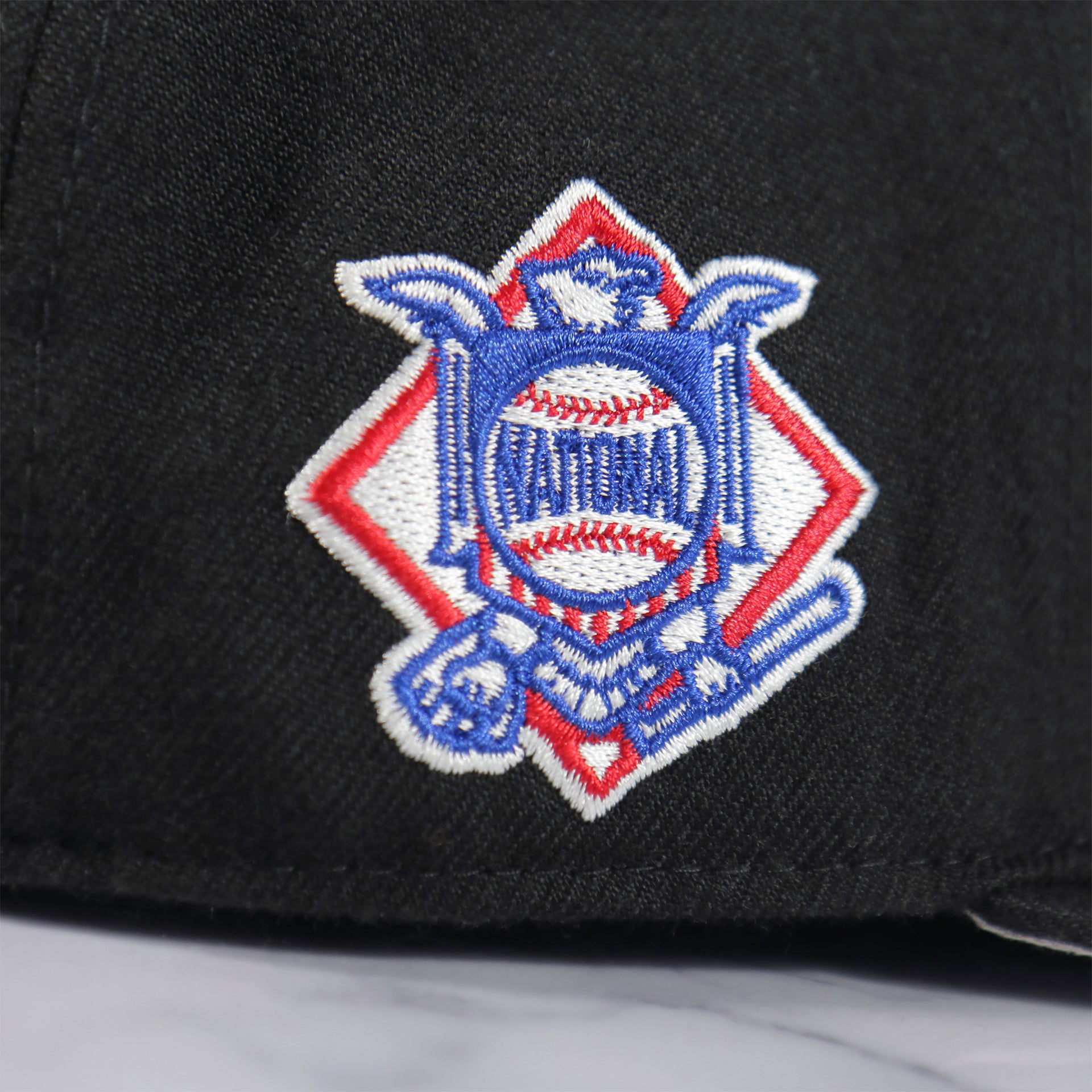 national league patch on the side of the New York Mets Sure Shot Captain Side Patch Black Snapback | OSFM