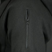 arm pocket of the Jet Black Unbasic Fleece Stash Pocket Sunset Park Tapered Zipper Hoodie | Fleece Black Hoodie