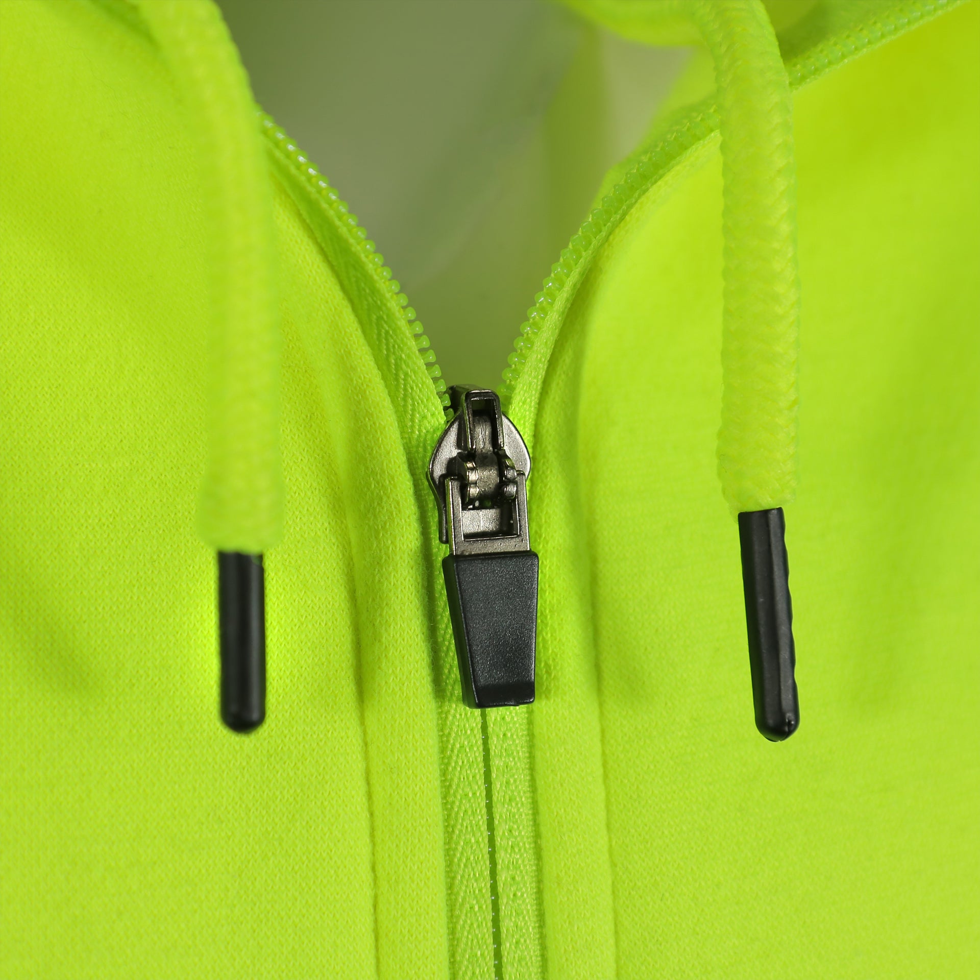 zipper of the Frozen Yellow Unbasic Fleece Stash Pocket Sunset Park Tapered Zipper Hoodie | Fleece Neon Yellow Hoodie