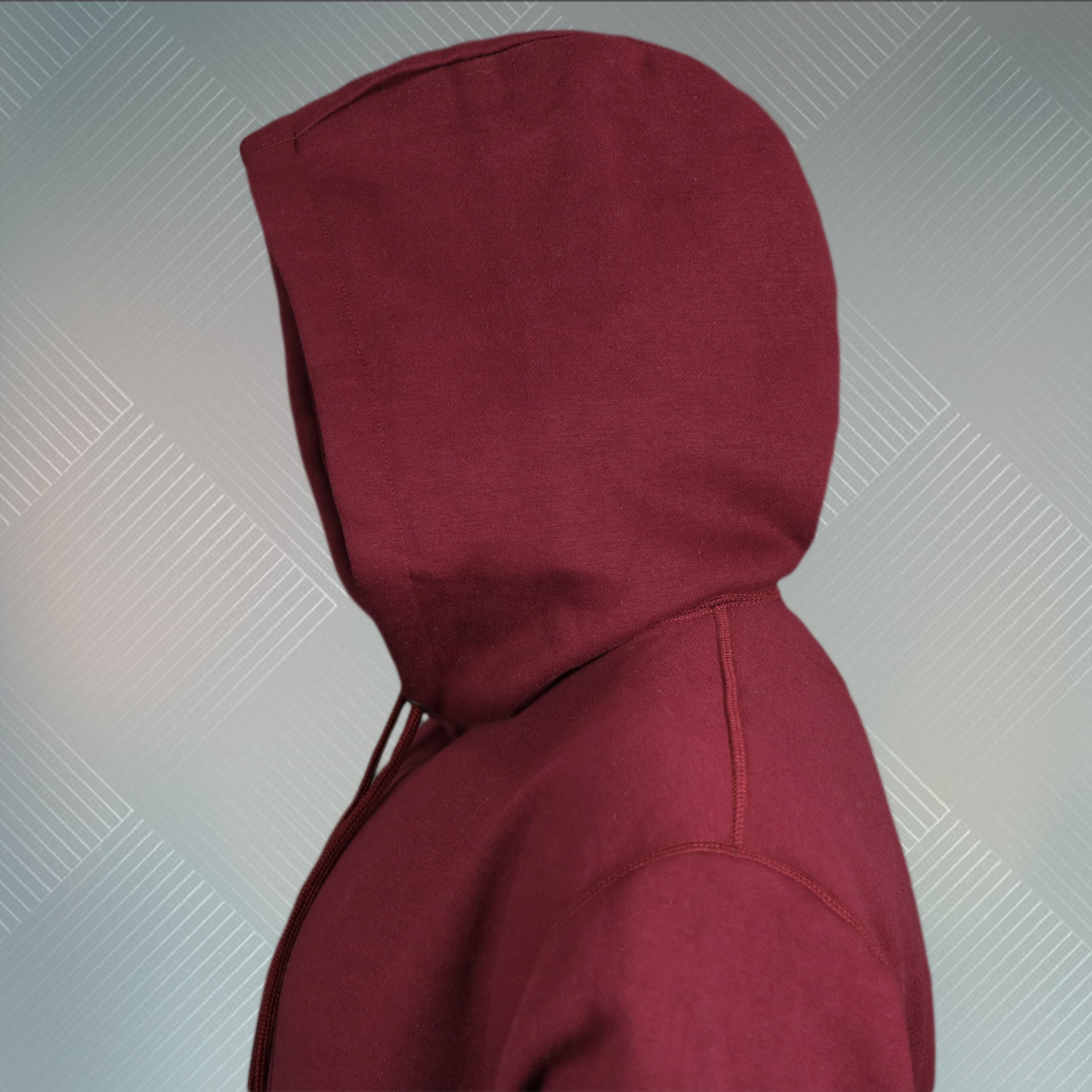 maroon hoodie on the Maroon Unbasic Fleece Stash Pocket Sunset Park Tapered Pullover Hoodie | Fleece Dark Red Hoodie