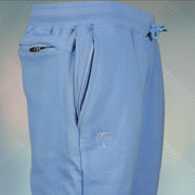 wearers right of the Powder Blue Unbasic Fleece Stash Pocket Sunset Park Tapered Jogger Pants | Fleece Light Blue Sweatpants