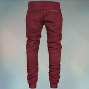 back side of the Maroon Unbasic Fleece Stash Pocket Sunset Park Tapered Jogger Pants | Fleece Dark Red Sweatpants