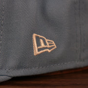 Close up of the New Era logo on the wearer's left of the Philadelphia Phillies 1996 All Star Game Icy Blue Pink Bottom Side Patch 59Fifty Fitted Cap
