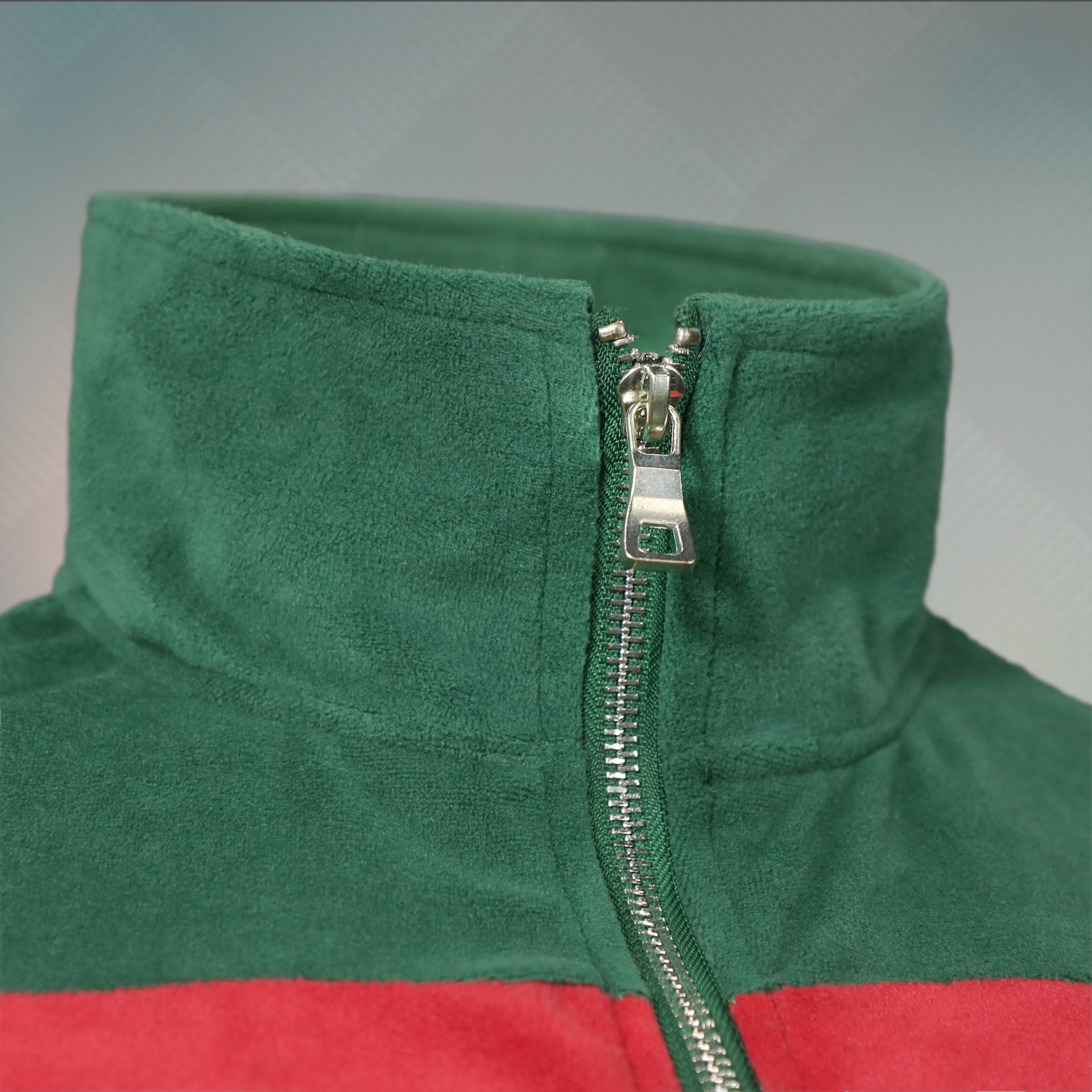 zipper on the Track Jacket | Snake and Bees Italian Fashion Green Red Stripe Zip Up