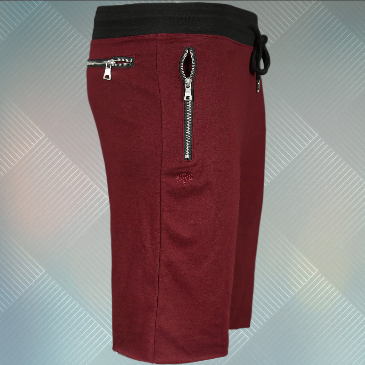 zipper pocket on the Wine Maroon Tracksuit Inspired Jogger Sweat Shorts