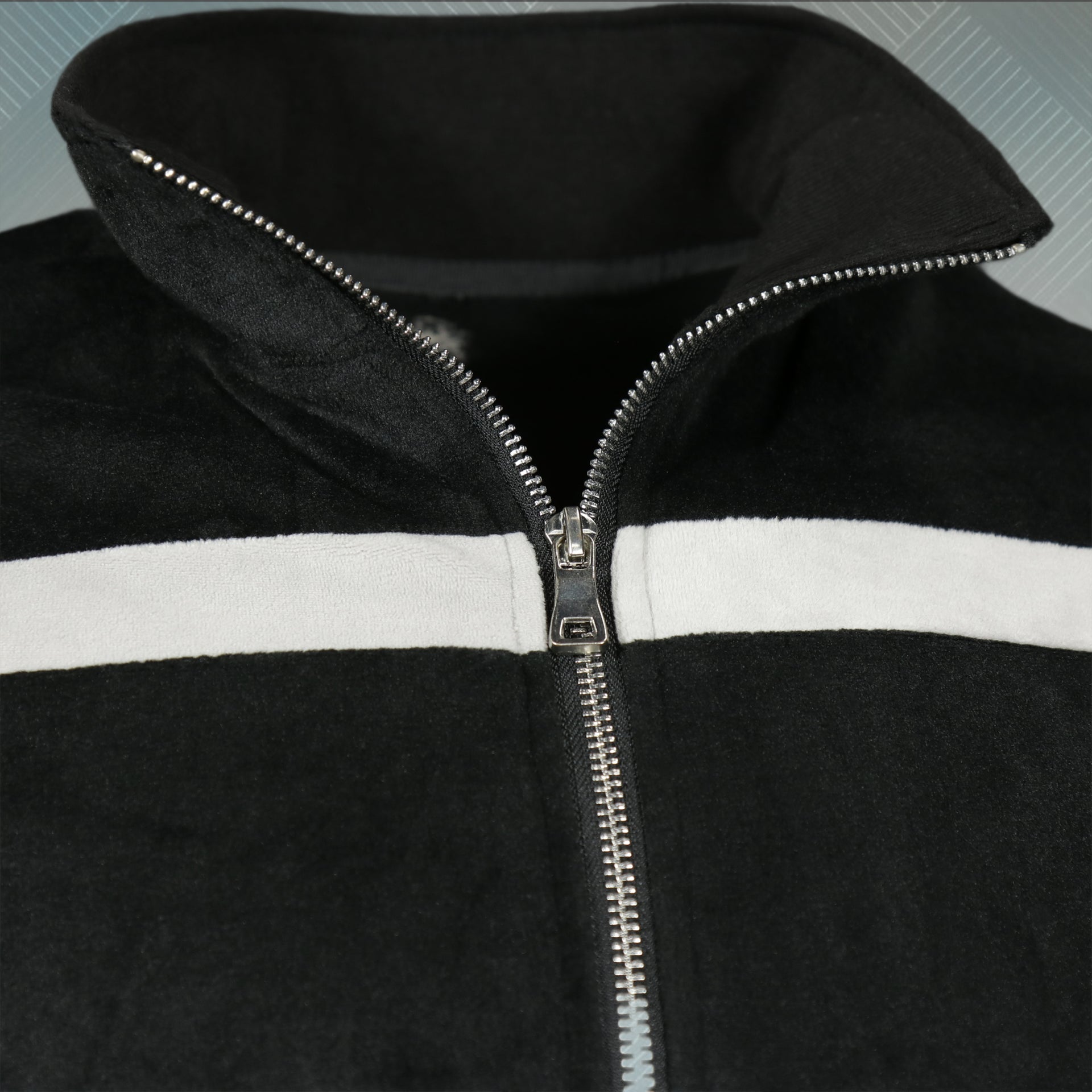 zipper on the Italian Colorway Inspired Italian Fashion Black Gray Stripe Snake and Bees Velour Track Jacket