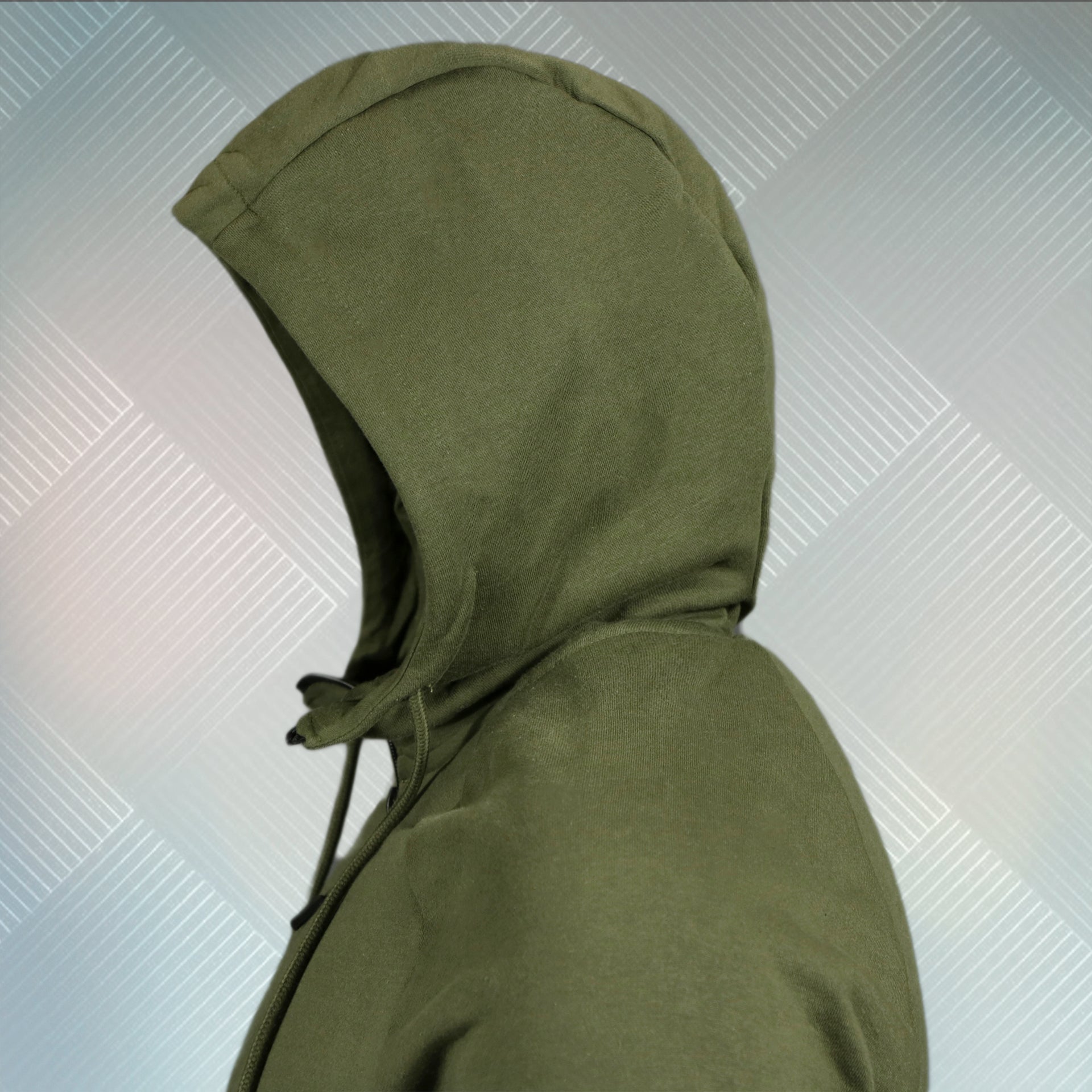 olive hoodie on the Hoodie Zip Up | Modern Basic Fleece Olive Zip Up Hoodie