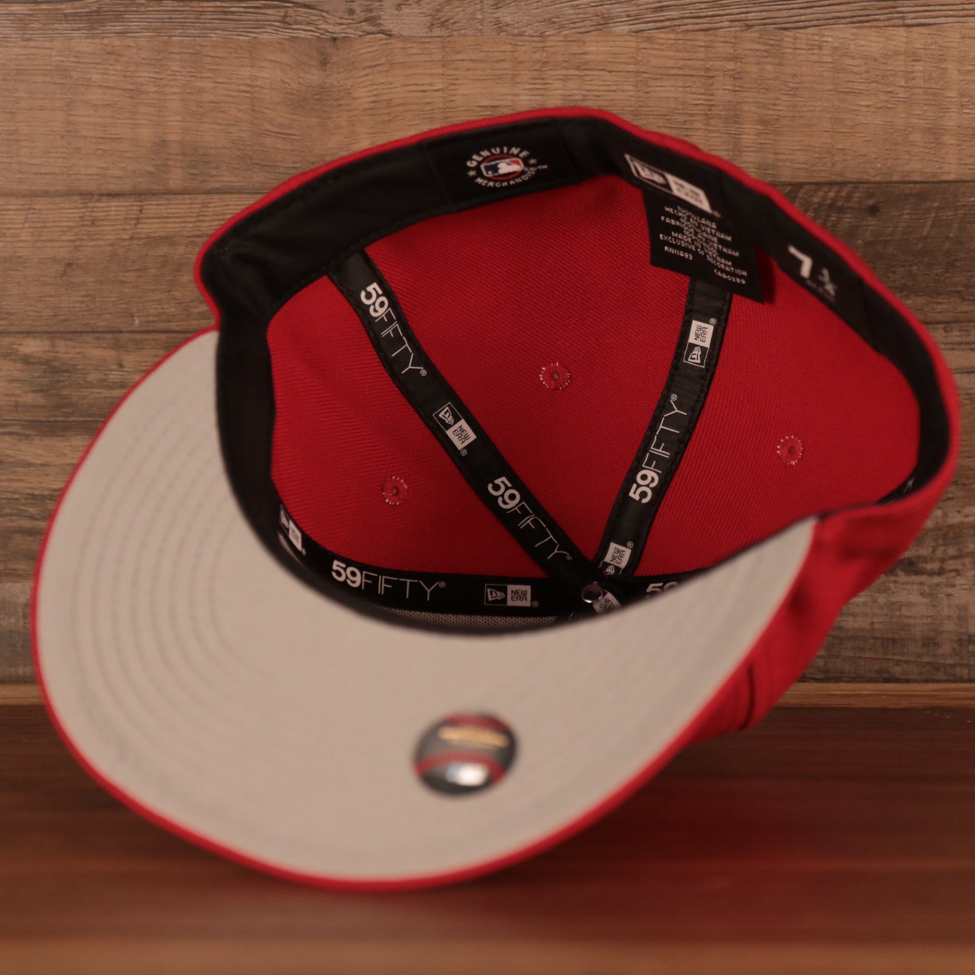 Gray bottom on the Philadelphia Phillies Upside Down Logo Gray Bottom 59Fifty Fitted Cap