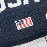 USA flag patch on the Team USA Olympic USA Flag Cuffed Winter Beanie | Navy Blue Winter Beanie
