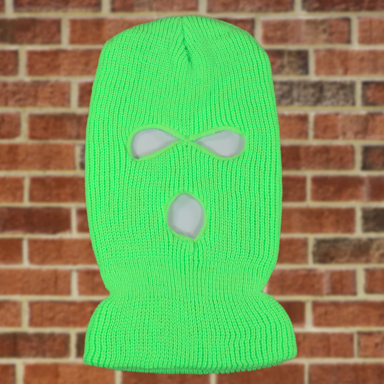 Neon Green Hole Knit Ski Mask.