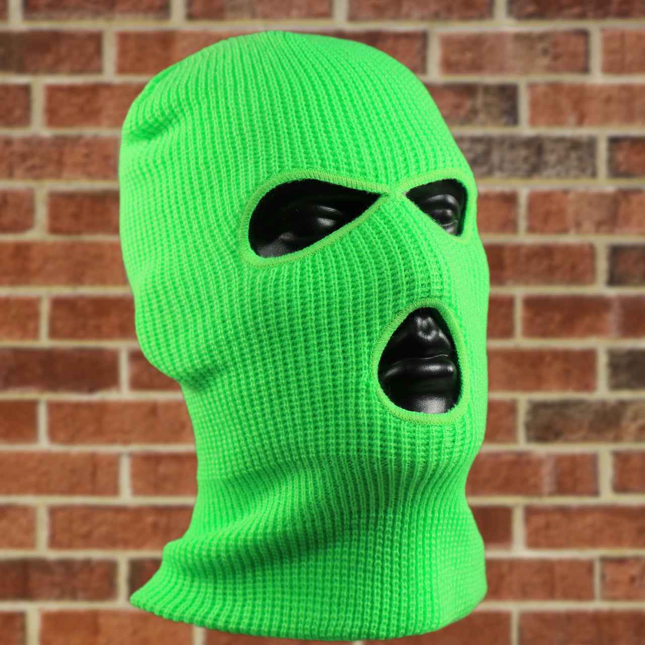 Neon Green Hole Knit Ski Mask