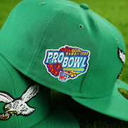 NFL pro bowl hawaii 1999 patch on the 1999 Hawaii Pro Bowl Throwback Philadelphia Eagles 59Fifty Side Patch Fitted | Black Bottom, Kelly Green