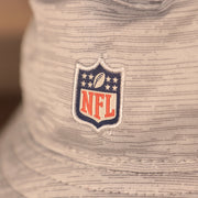 A close up shot of the NFL patch at the back of the 2021 nfl on field arizona cardinals bucket hat.