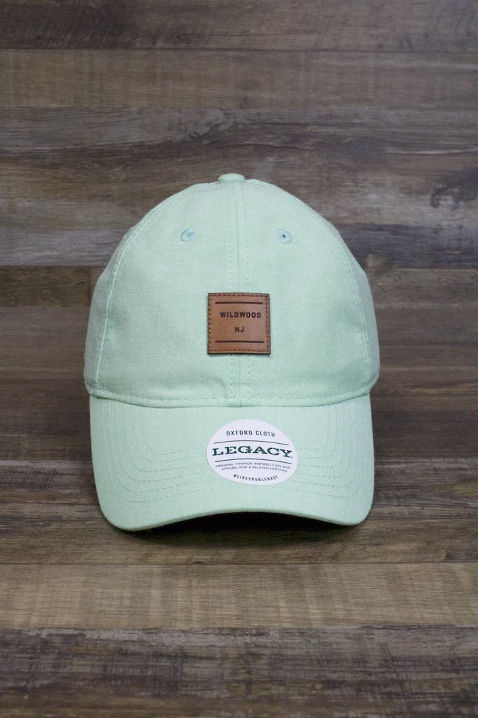 Wildwood Hat | Wildwood NJ Mint Oxford Leather Square Patch Baseball Cap