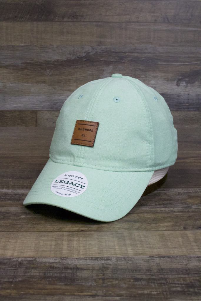 Wildwood Hat | Wildwood NJ Mint Oxford Leather Square Patch Baseball Cap