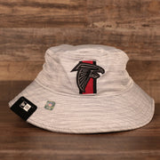 The Falcons patch on the front side of the nfl training hats gray bucket hat.
