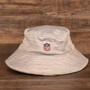 The NFL logo on the back of gray New Era 2021 nfl training bucket hat.