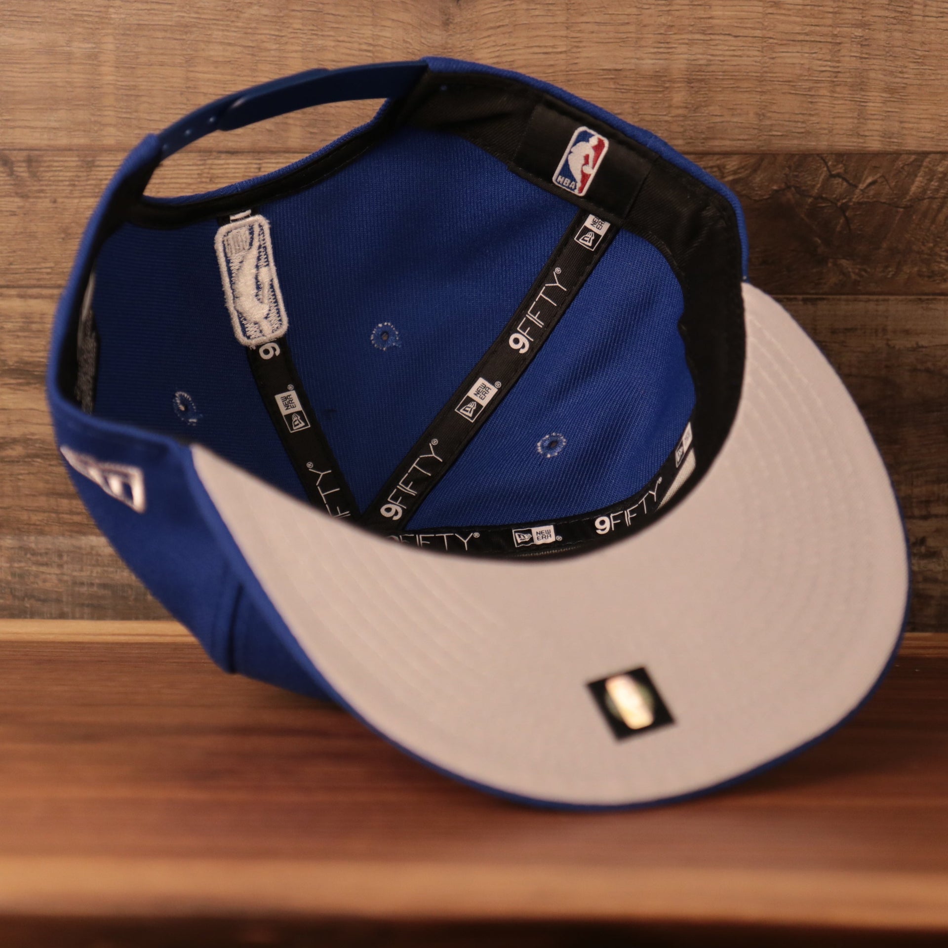 underside of the Philadelphia 76ers 2021 NBA Playoffs Royal Blue 9Fifty Gray Bottom Snapback Hat