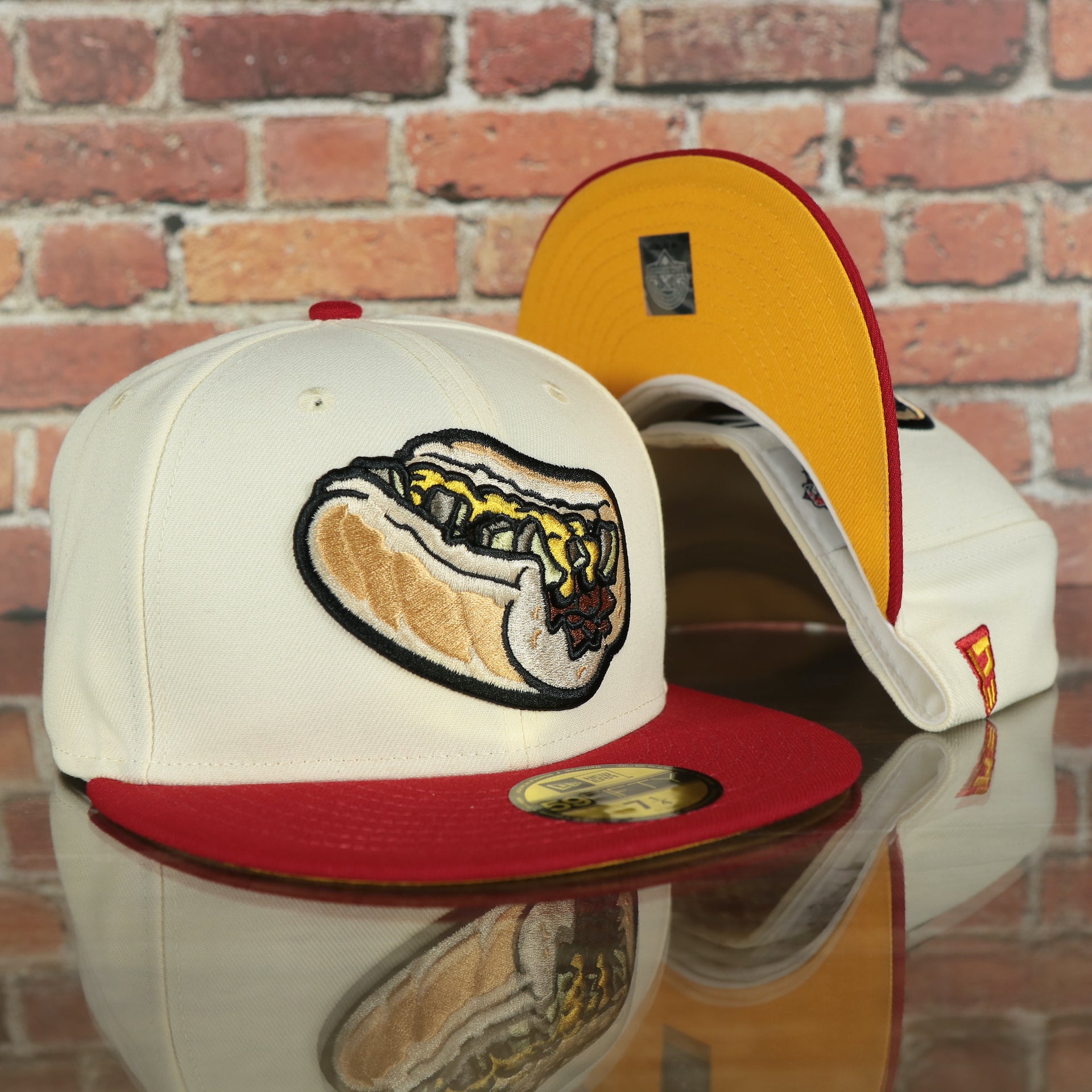 Lehigh Valley Iron Pigs Cheesesteak With Onions Yellow UV Plain Jane 59Fifty Fitted Cap | Cap Swag Exclusive