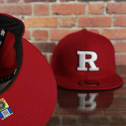 underside and front of the scarlet knights logo on the backside of the Rutgers Scarlet Knights Red Underbrim 59Fifty Fitted Cap | Red Fitted Cap
