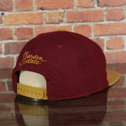 backside of the New Jersey "NJ" Hat | New Jersey Garden State 9Fifty Gray Bottom Snapback Hat | Maroon / Gold *DISCOLORED