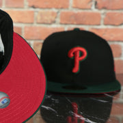 Red under visor on the Philadelphia Phillies 2008 World Series Side Patch Red Bottom 5950 Fitted Cap | Italian Luxury
