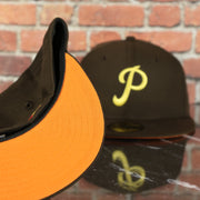orange under visor on the Philadelphia Phillies Cooperstown 1952 All Star Game Side Patch Orange UV 59Fifty Fitted Cap | "Vintage Coffee" Hoagie Pack