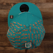 top view of the Miami Dolphins x Gatorade Red 9Fifty Grey Bottom Snapback