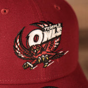 Close up of the Temple Owls logo on the Temple Owls The League 940 9Forty Adjustable Dad Hat