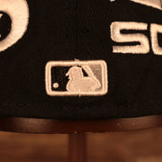 Close up of the MLB batterman logo on the back of the Chicago White Sox "Pride Patch" All Over Gray Bottom Side Patch 59Fifty Fitted Cap