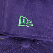 new era logo on the Tampa Bay Devil Rays 1998 Inaugural Season Side Patch Purple 59Fifty Green Bottom Fitted Cap | Donatello Pack