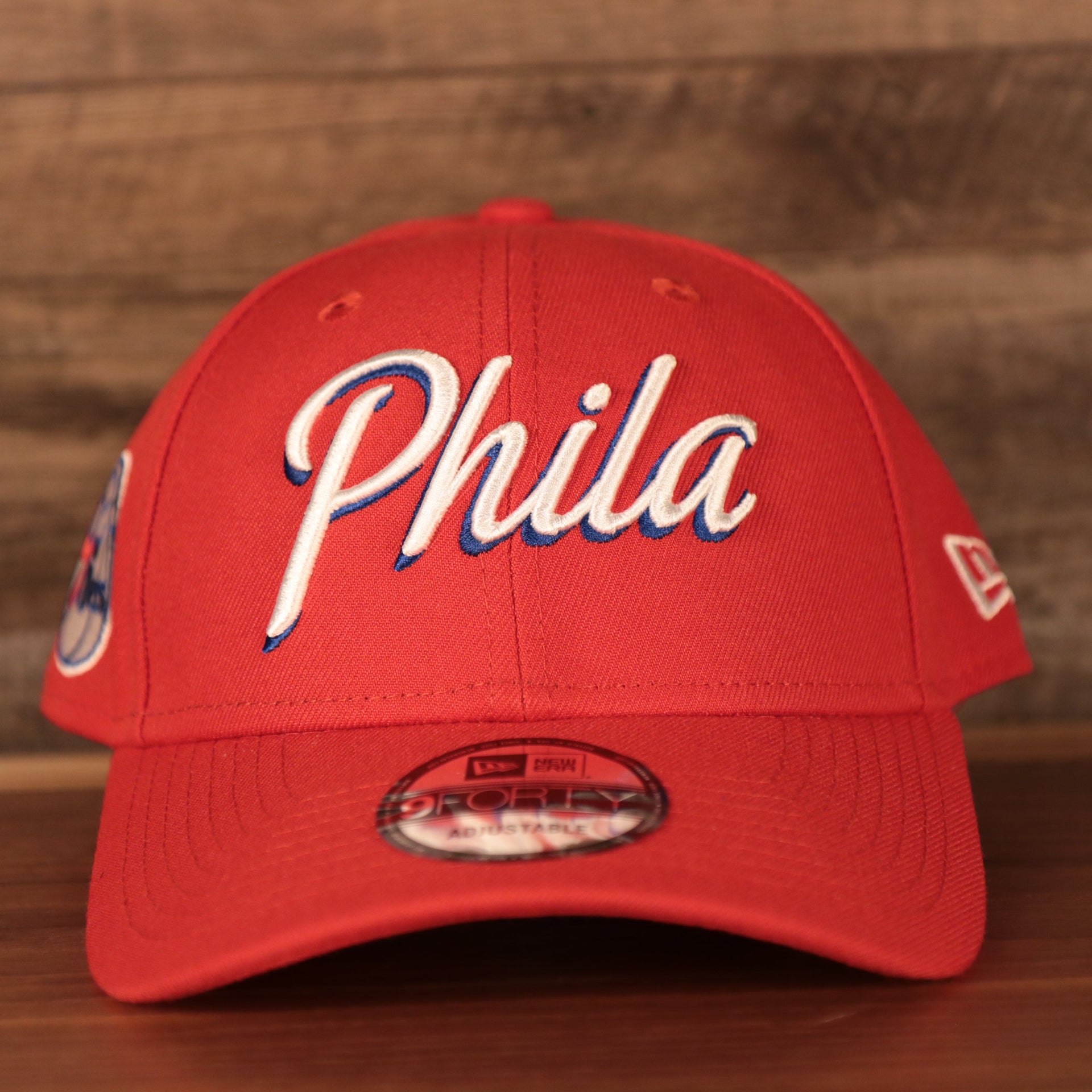 Philadelphia 76ers Phila Script Side Patch 940 9Forty Dad Hat
