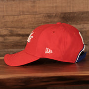 Wearer's left of the Philadelphia 76ers Phila Script Side Patch 940 9Forty Dad Hat